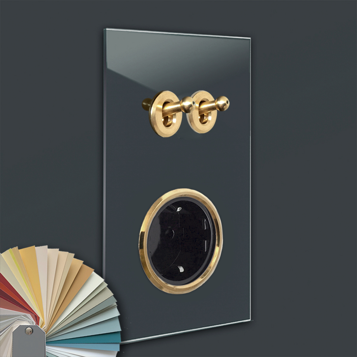 Retro Lichtschalter Blau Gold Farrow Ball Down Pipe 26 ROHDE-ROHDE Cambridge 1200x1200_2